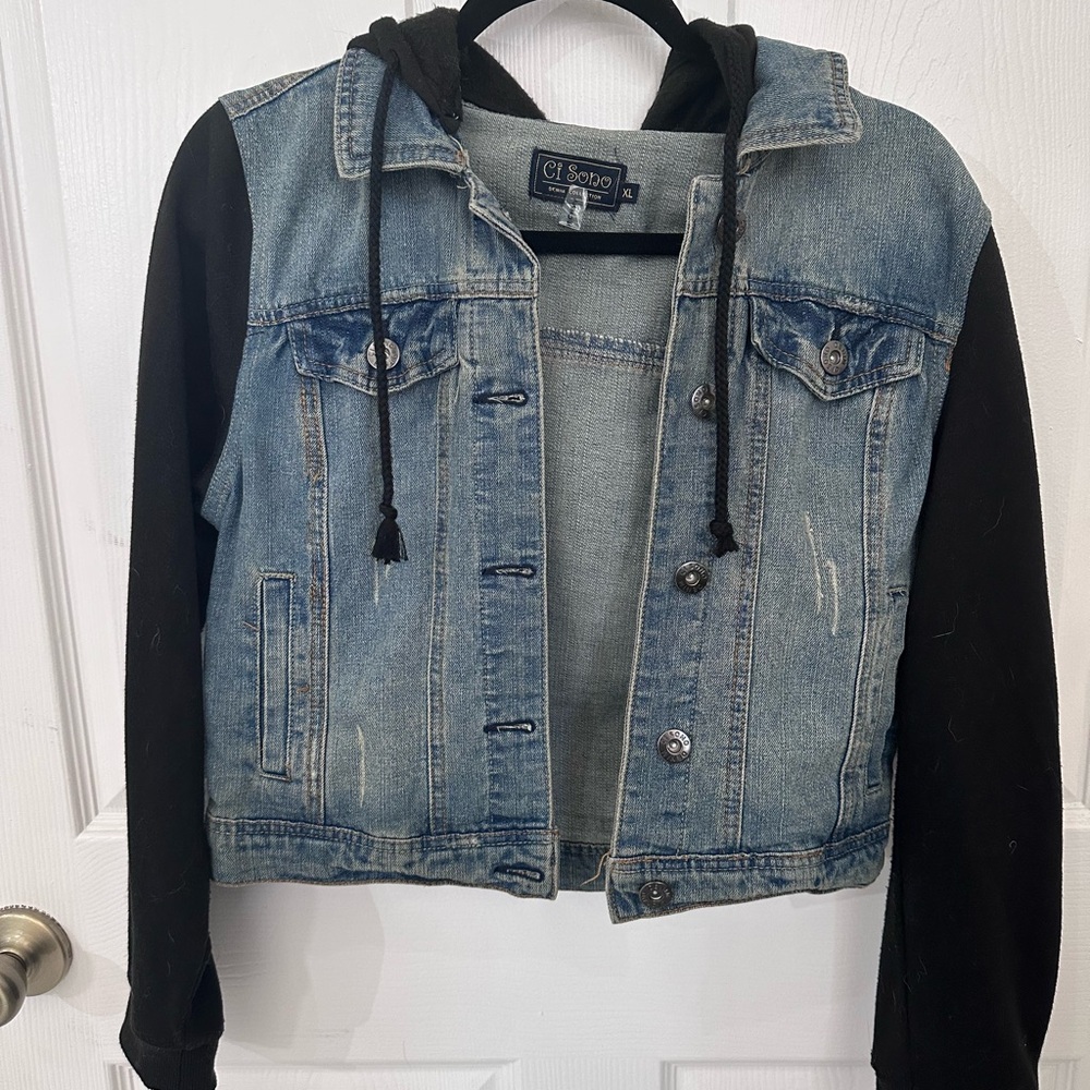 Ci Sono Blue Denim Jacket with Black Accents